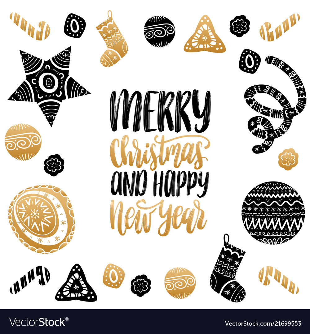 Merry christmas and happy new year vector image Merry christmas and happy new year