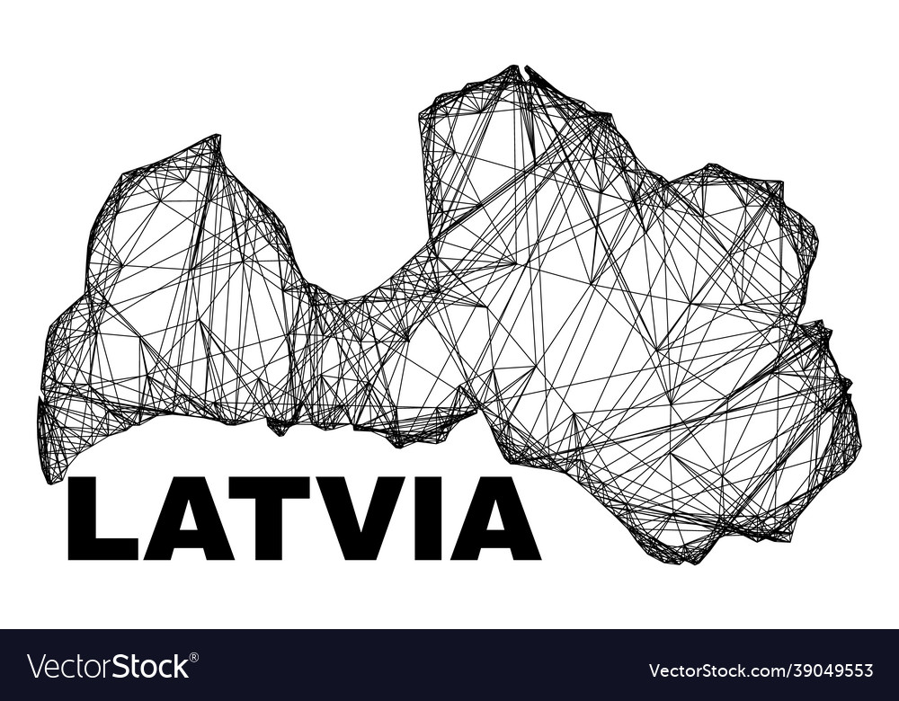 Net irregular mesh latvia map vector image Net irregular mesh latvia map