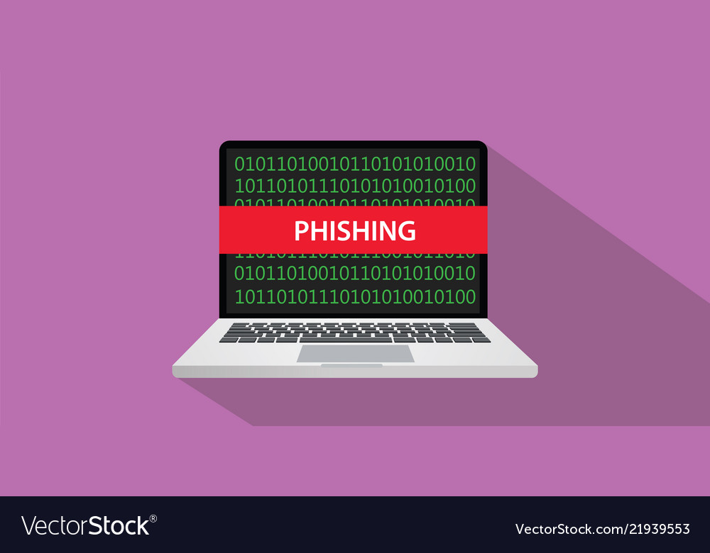 Phishing concept with laptop computer and text