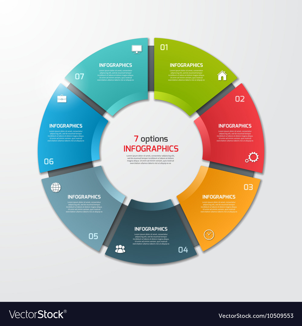 Pie Chart Infographic Template 7 Options Vector Image