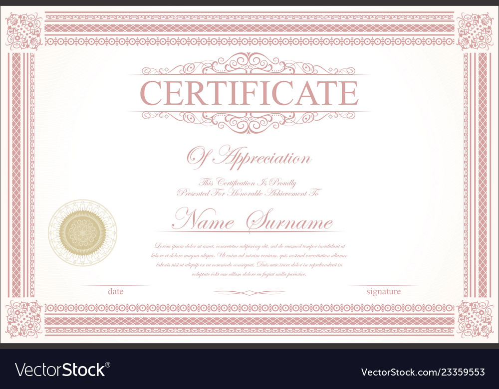 Retro vintage certificate or diploma template 4 Vector Image