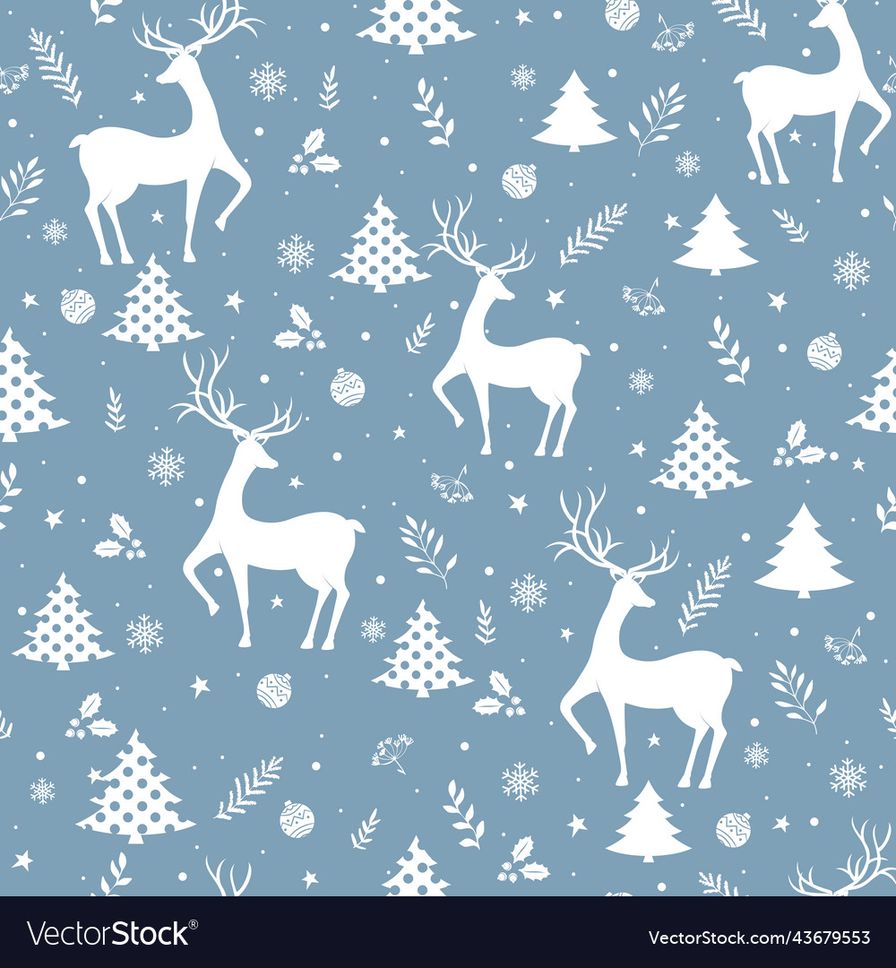 Seamless pattern with deer christmas