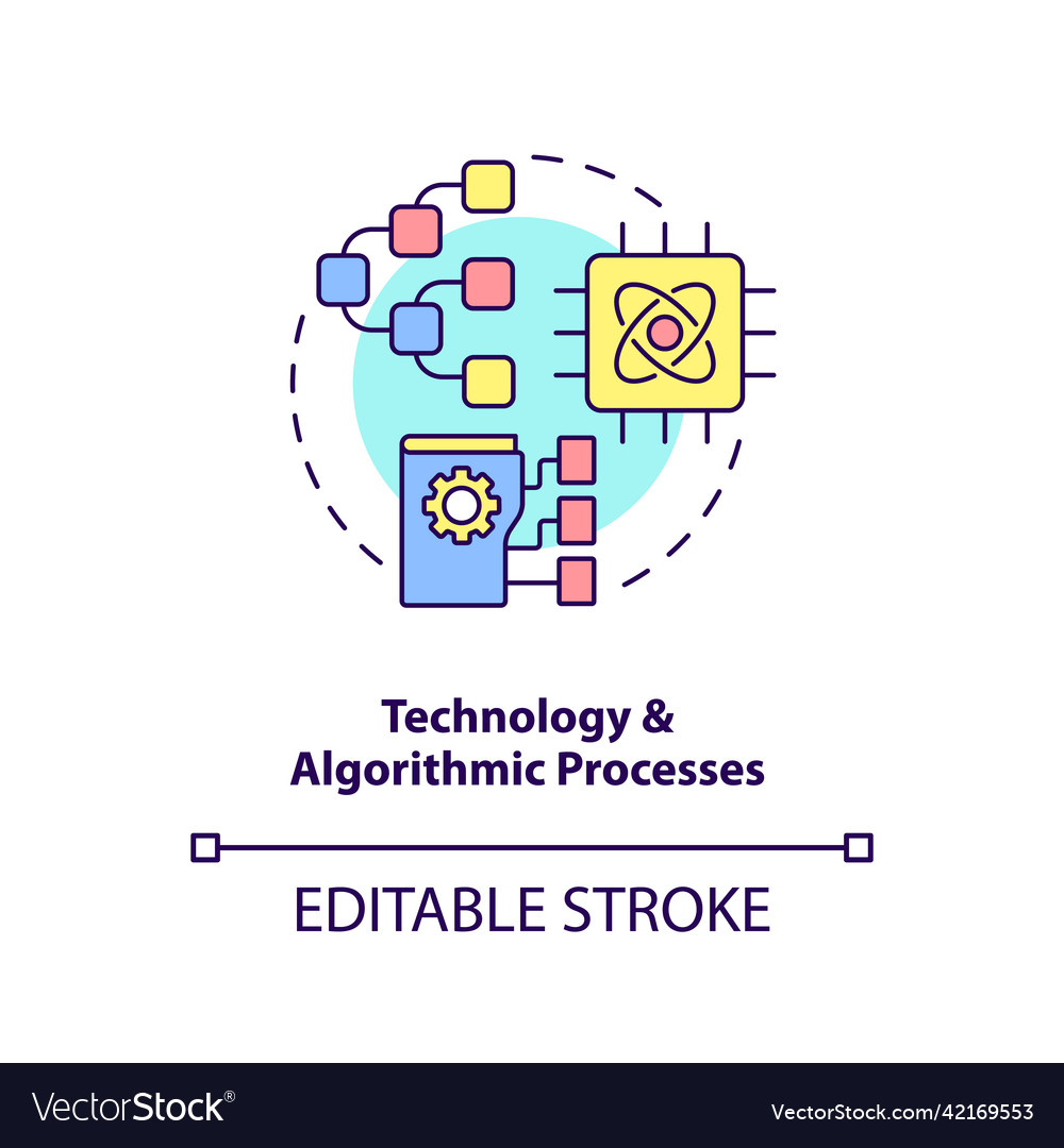Technology and algorithmic processes concept icon vector image Technology and algorithmic processes concept icon