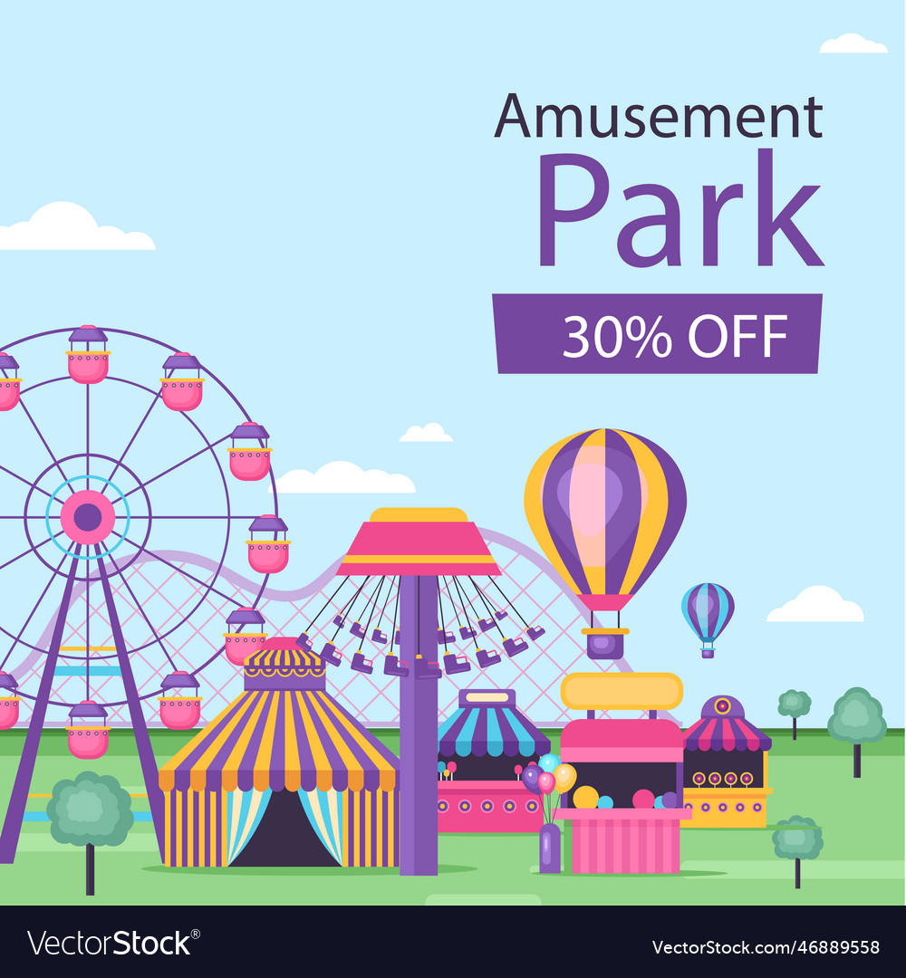 Amusement park template design Royalty Free Vector Image