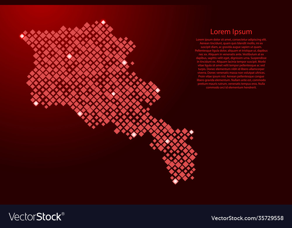 Armenia map from red pattern rhombuses vector image Armenia map from red pattern rhombuses