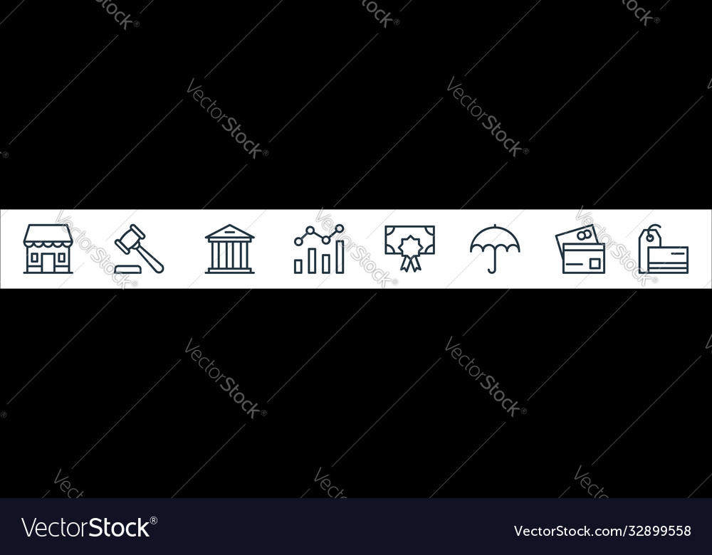 Banking and finance line icons linear set quality vector image Banking and finance line icons linear set quality