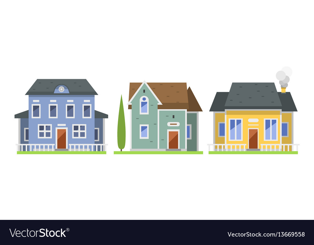 Süße bunte Wohnung Stil Haus Dorf Symbol real