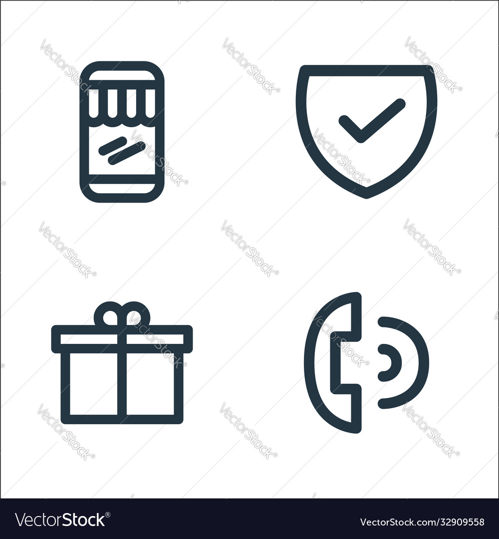 Flat ecommerce line icons linear set quality vector image Flat ecommerce line icons linear set quality