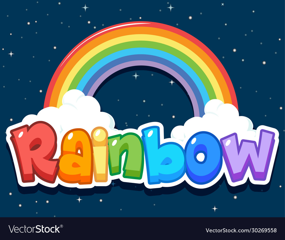Font design for word rainbow with rainbow in the Vector Image
