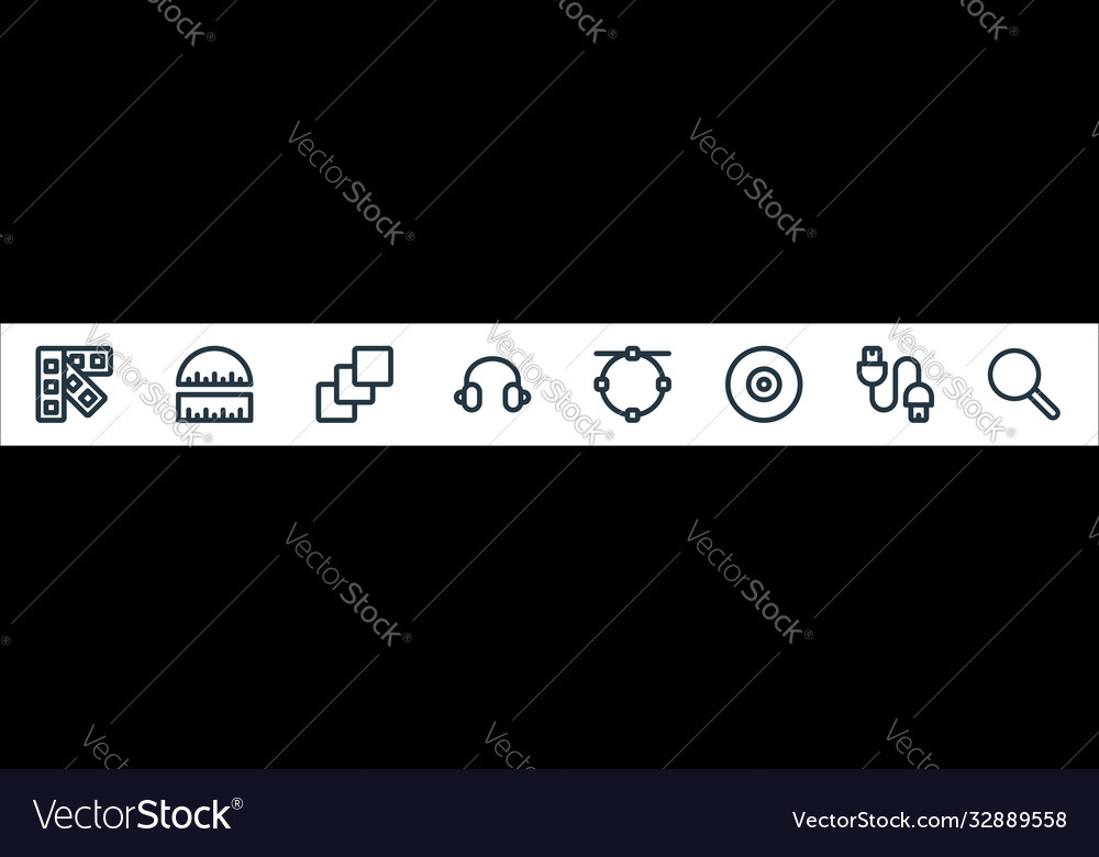 Graphic design line icons linear set quality Vector Image Graphic design line icons linear set quality