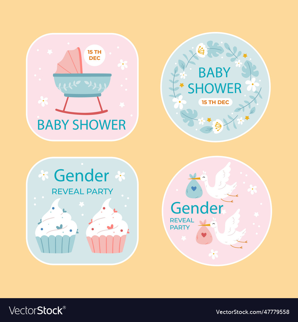 Hand drawn baby shower labels Royalty Free Vector Image