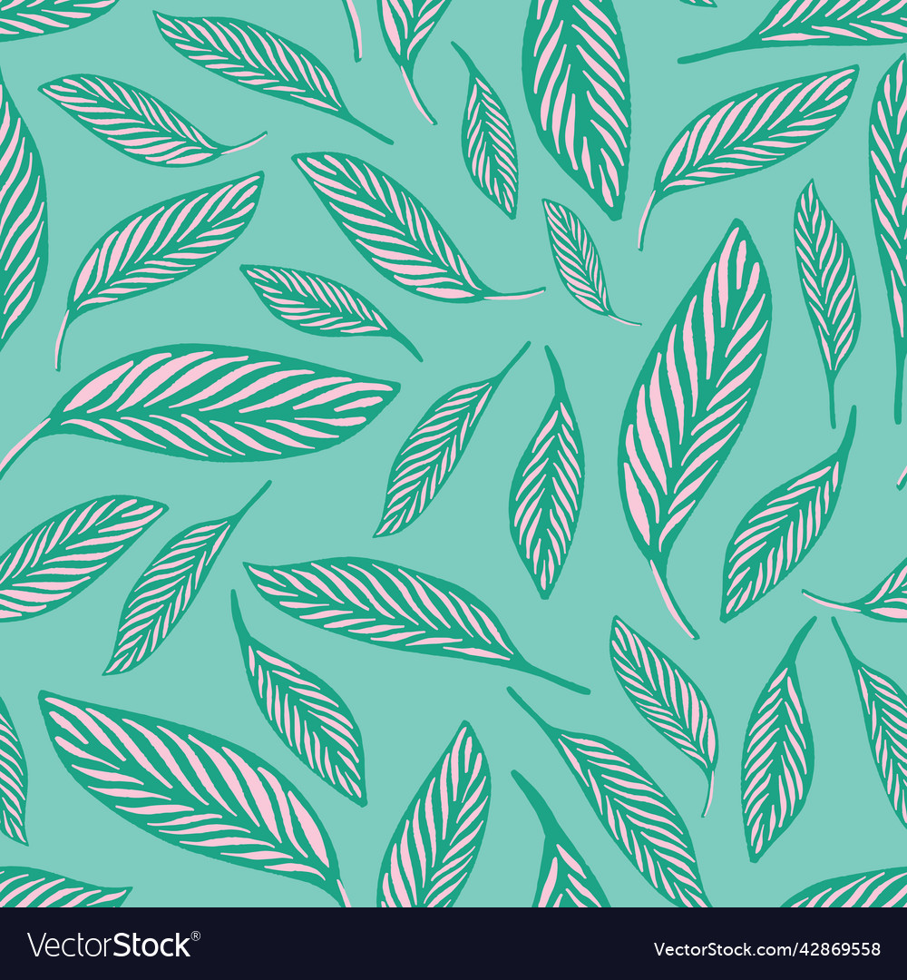 Jungle leaves pattern design in pink and turquoise