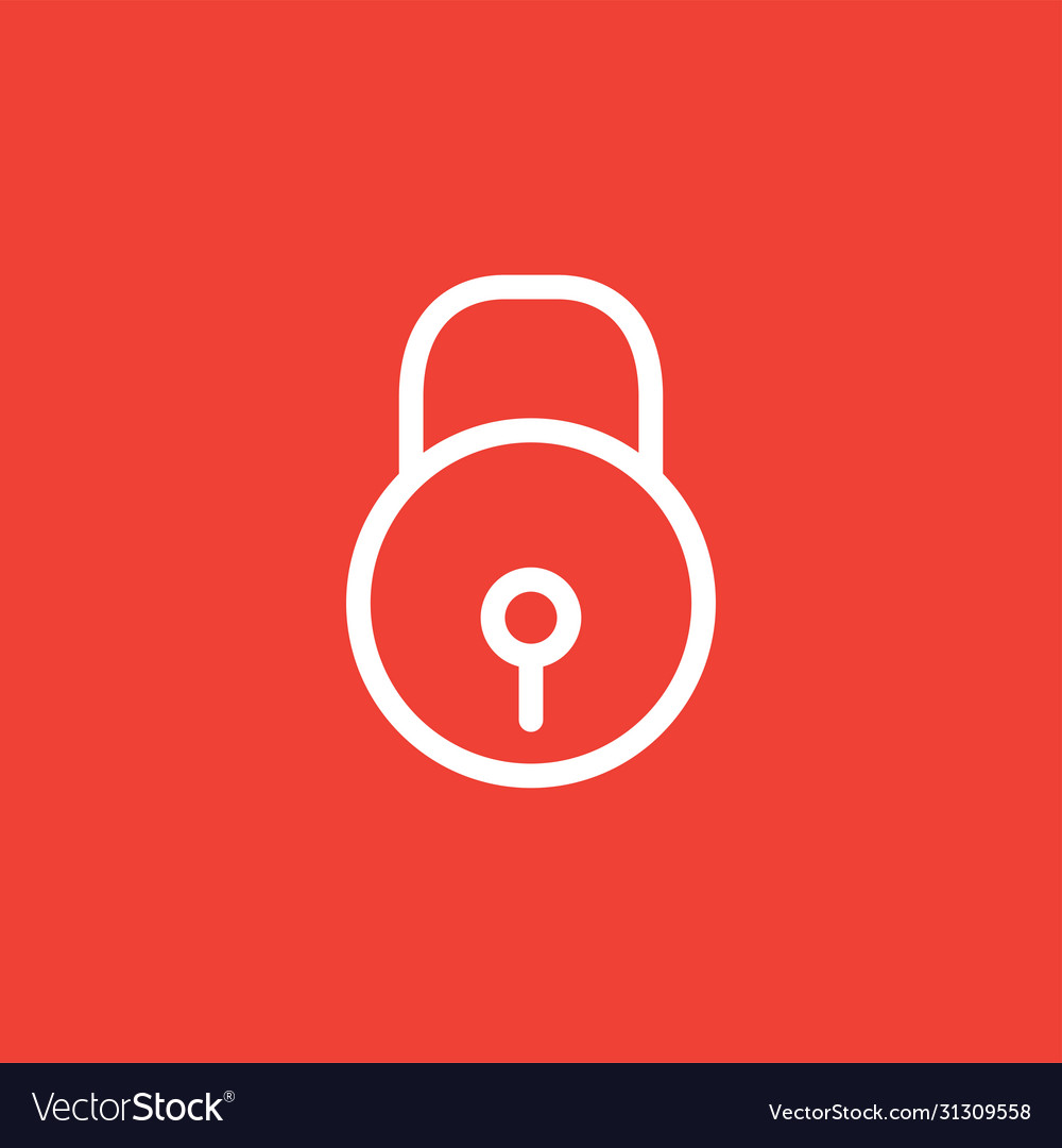 Lock line icon on red background flat style vector image Lock line icon on red background flat style