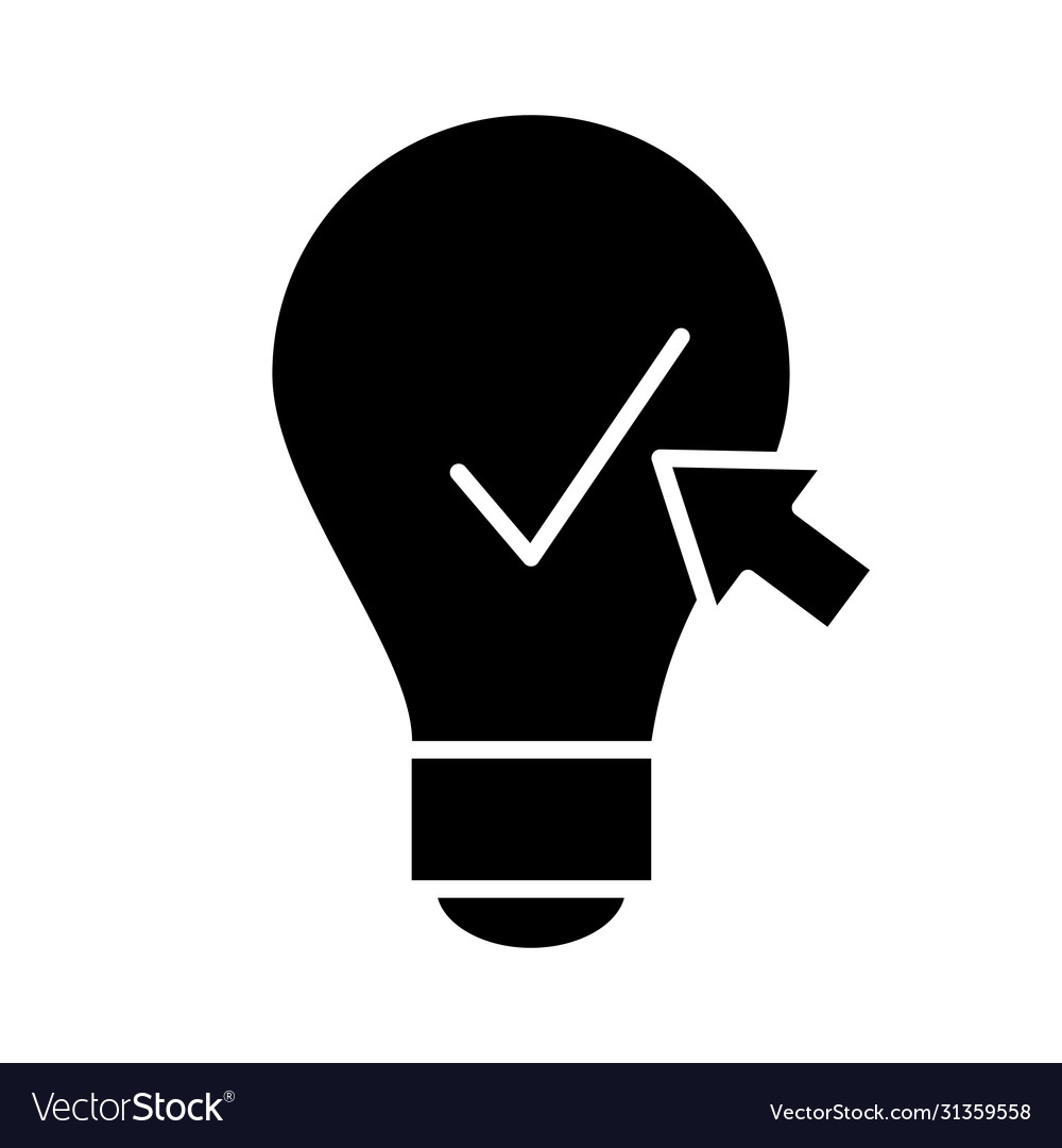 Online learning concept idea bulb with check mark
