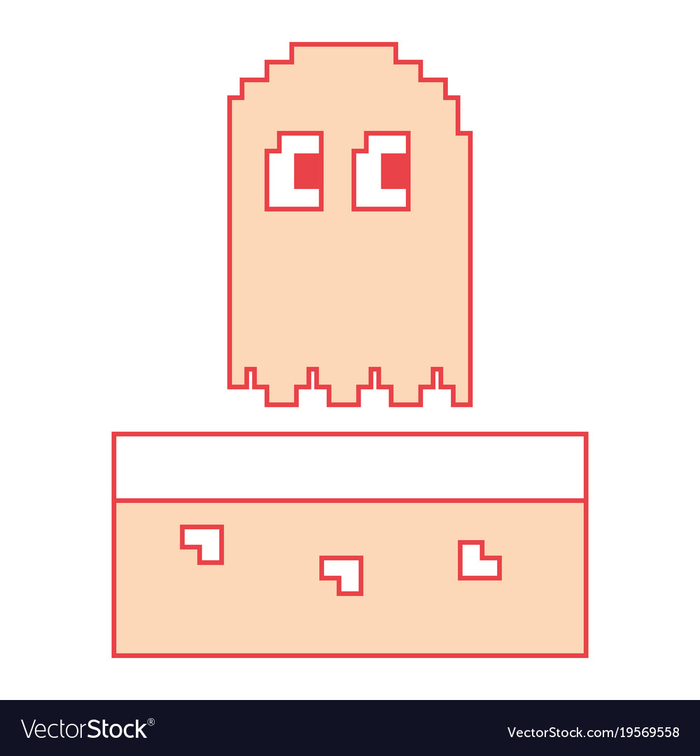 Pixel ghost game play character arcade
