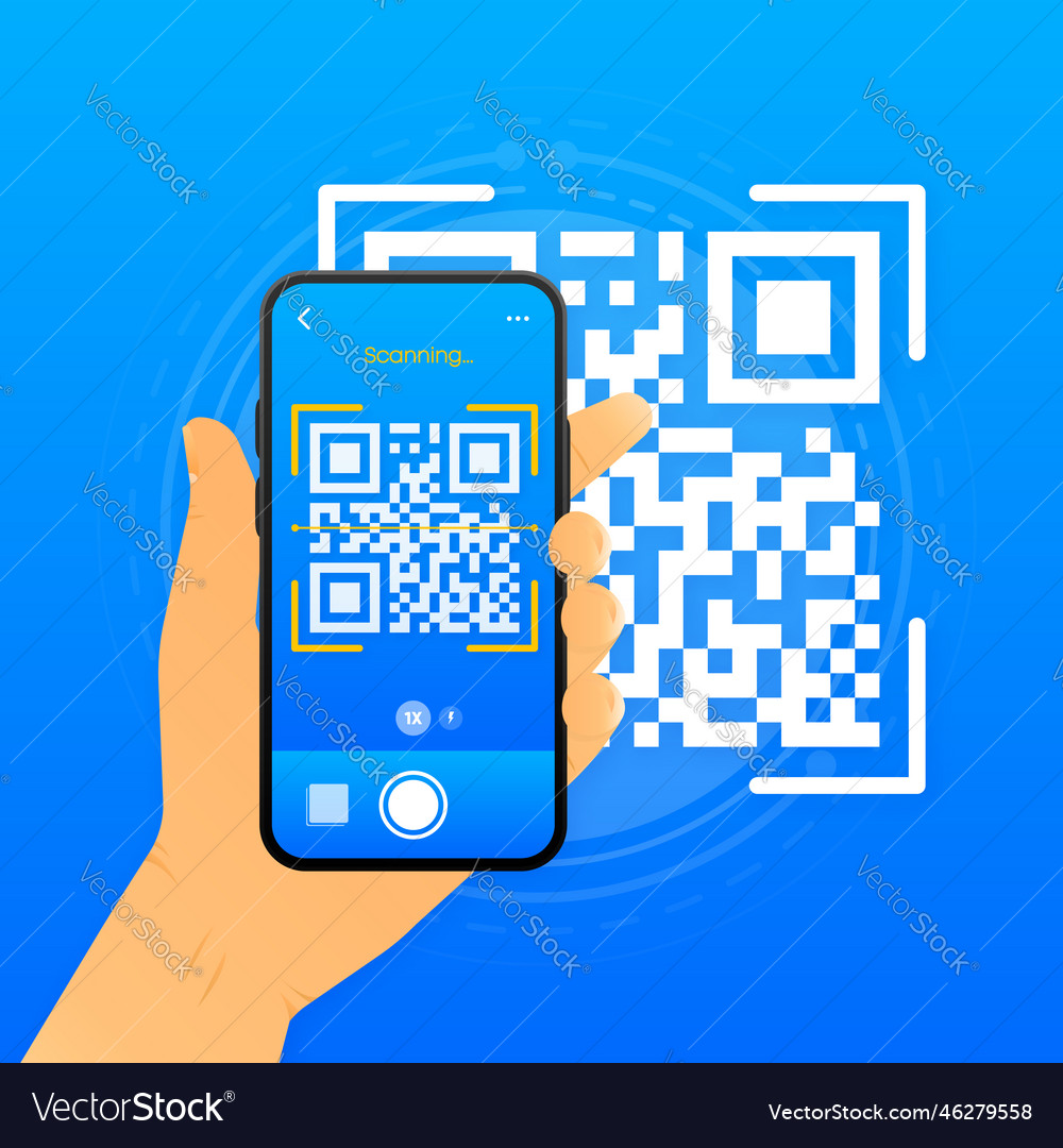 Qr code scan on smartphone for payment vector image Qr code scan on smartphone for payment