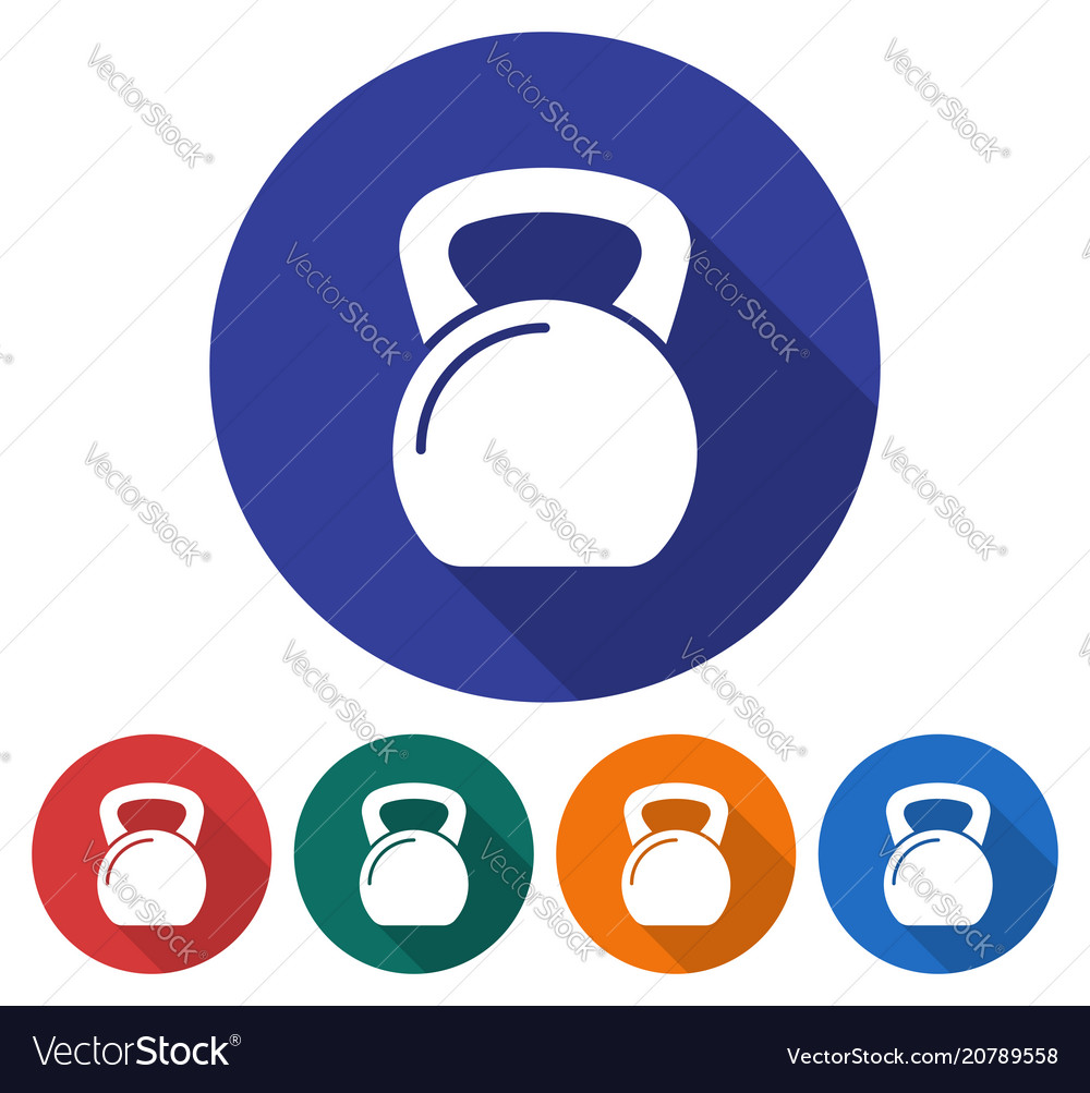 Round icon of weight flat style with long shadow