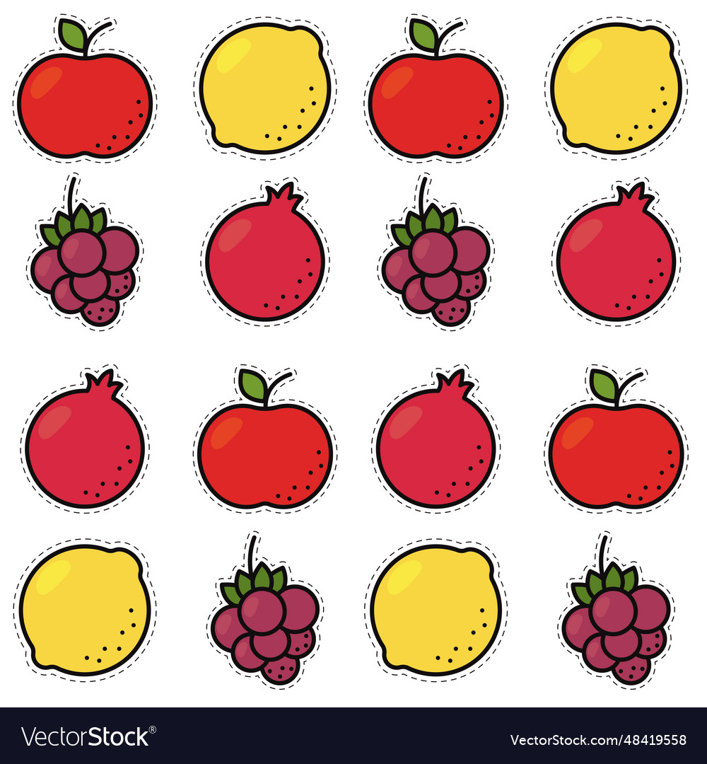 Seamless pattern background with set of fruit