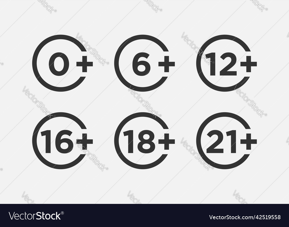 Set marks age limit sing restriction icons