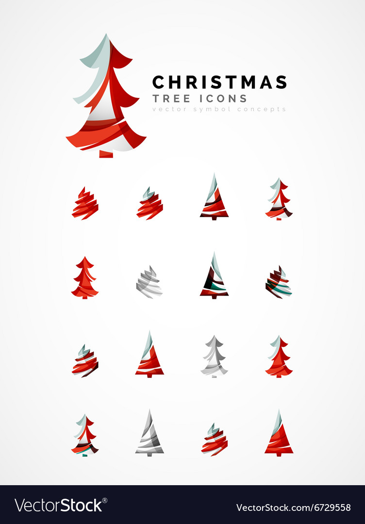 Satz von abstrakten Weihnachtsbaum Icons Geschäft