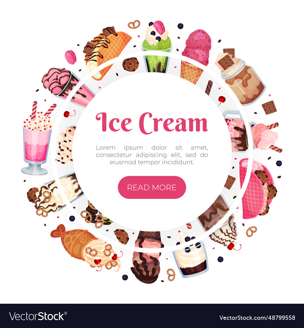 Tasty ice cream food banner design with frozen