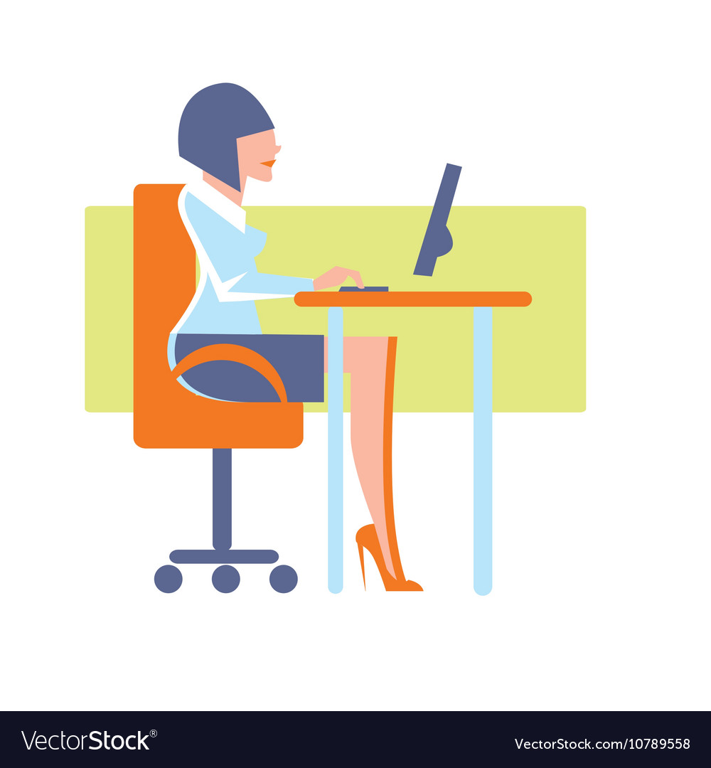 Young businesswoman using desktop computer