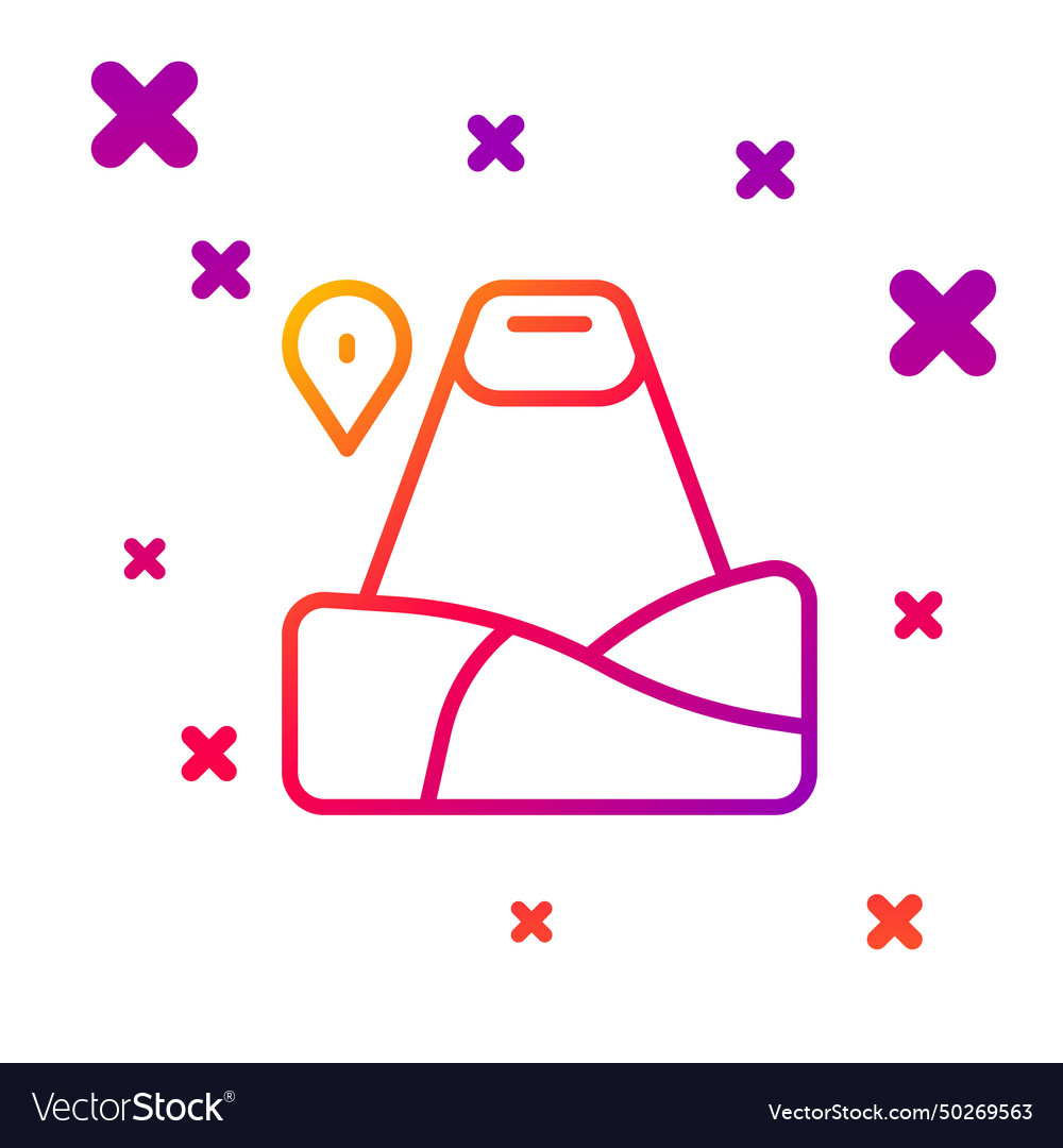 Color line map pointer with mountain icon vector image Color line map pointer with mountain icon