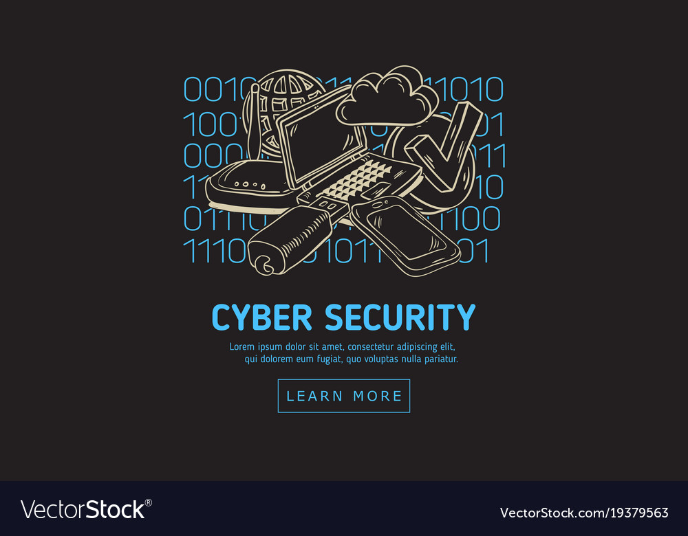 Cyber security safety web design with related