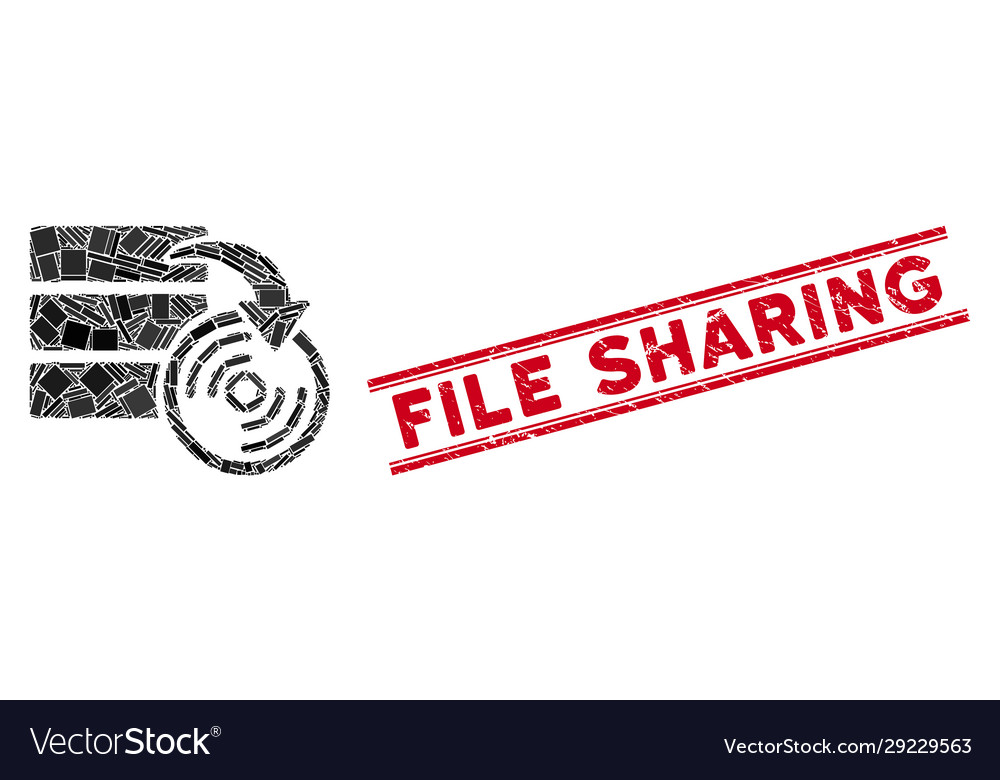 Database backup mosaic and distress file sharing Vector Image Database backup mosaic and distress file sharing