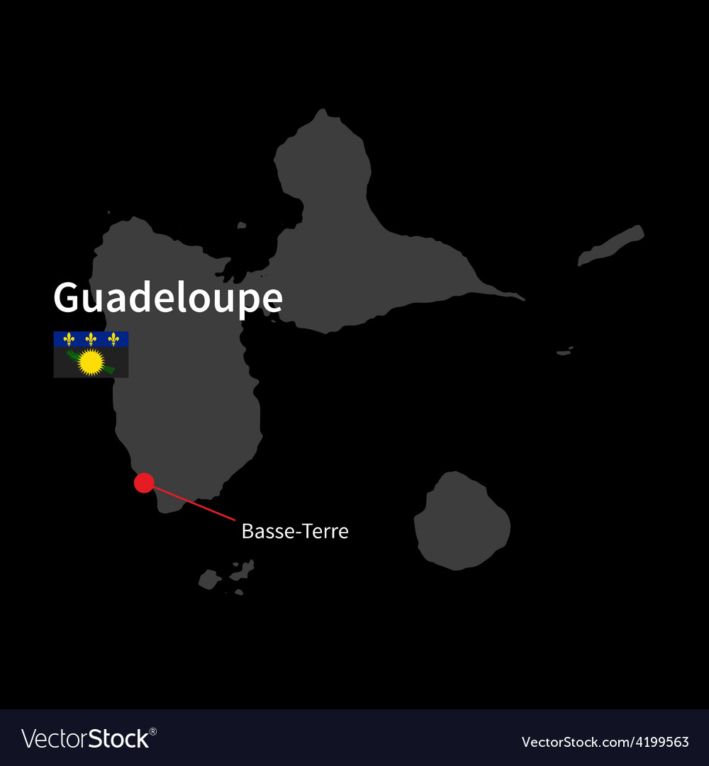 Detailed map of guadeloupe and capital city basse Vector Image