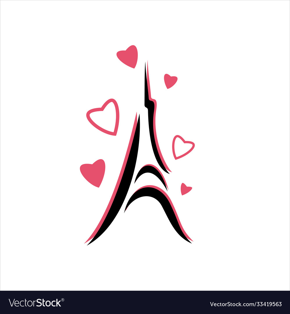 Eiffel tower with hearts