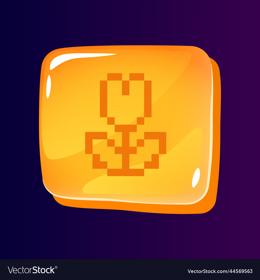 Flower glossy ui button with pixelated icon vector image Flower glossy ui button with pixelated icon