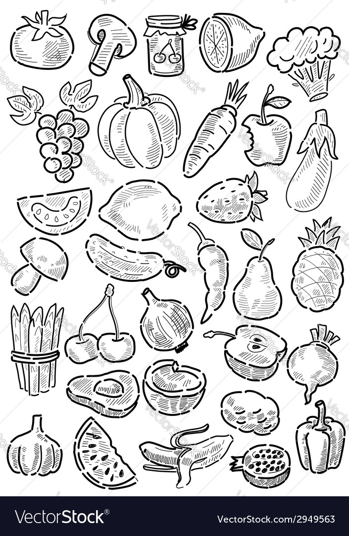 Fruit and vegetables Royalty Free Vector Image