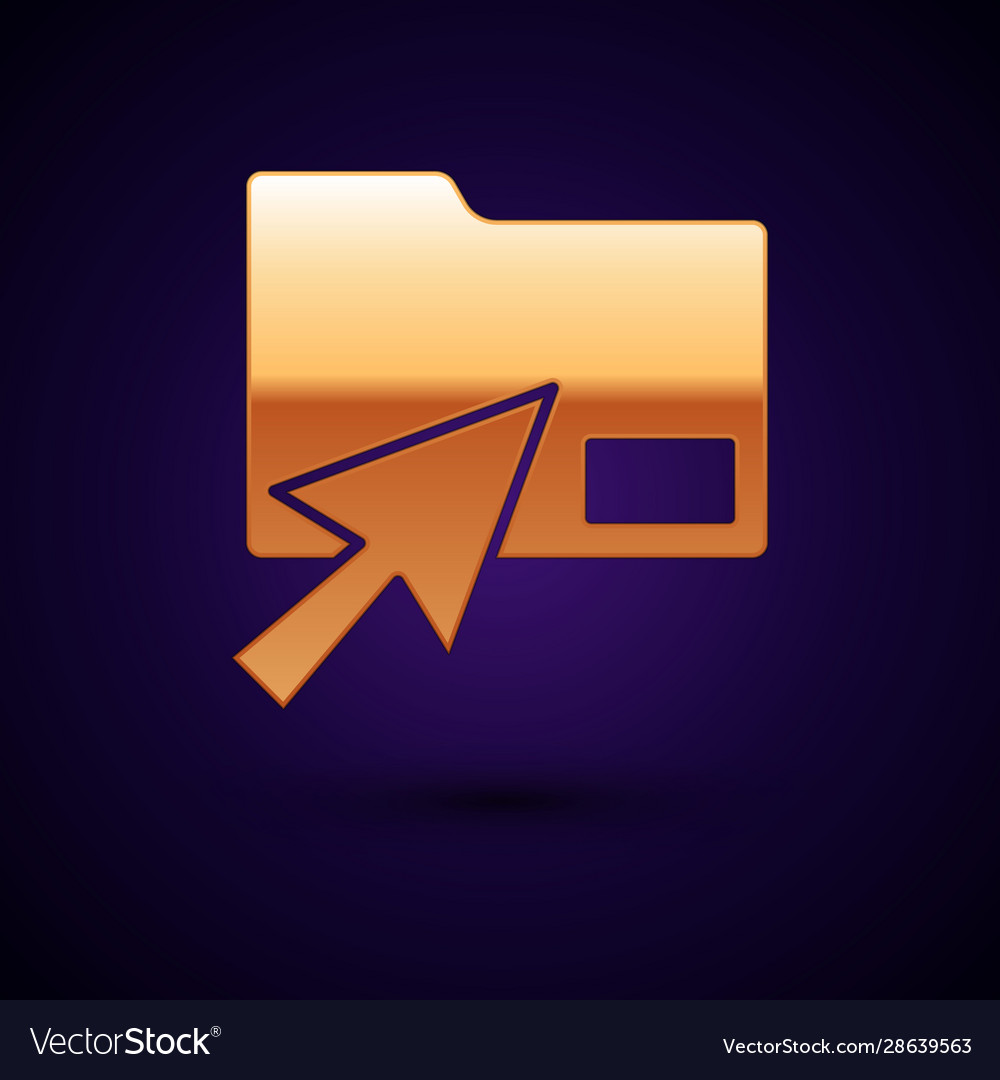 Gold cursor click document folder icon isolated vector image Gold cursor click document folder icon isolated