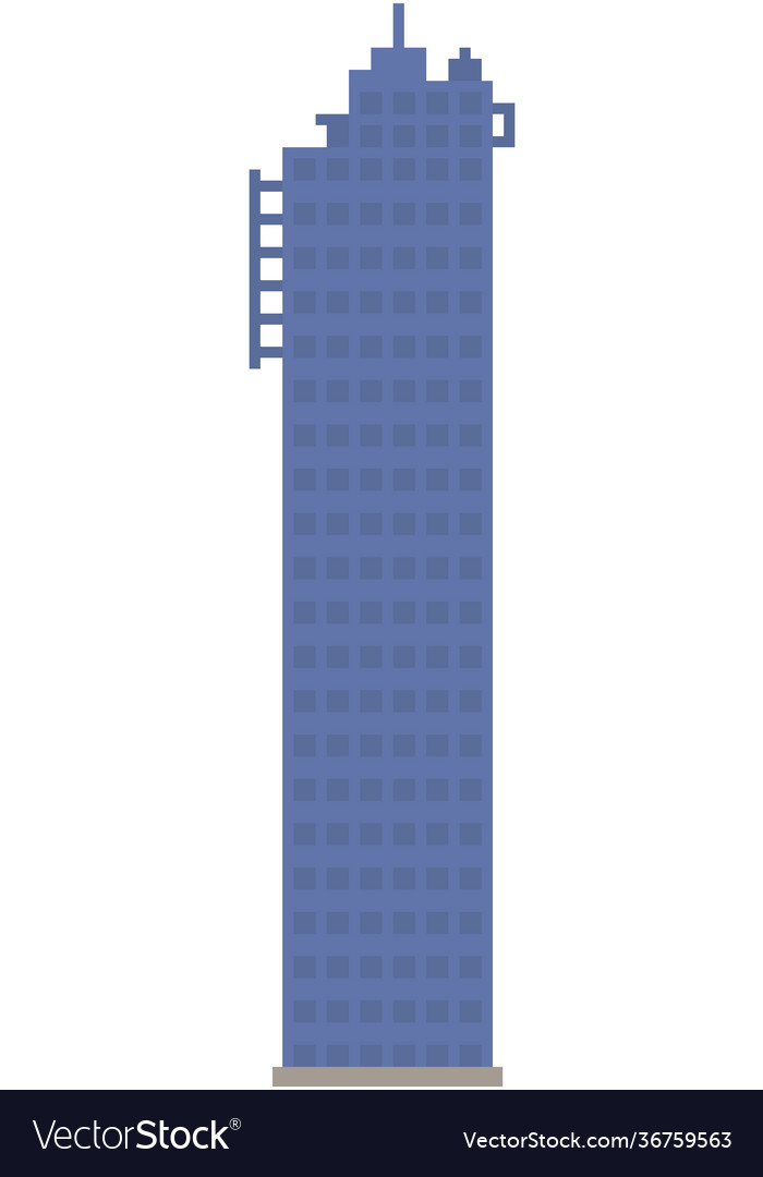 High rise building tower for computer pixel game vector image High rise building tower for computer pixel game