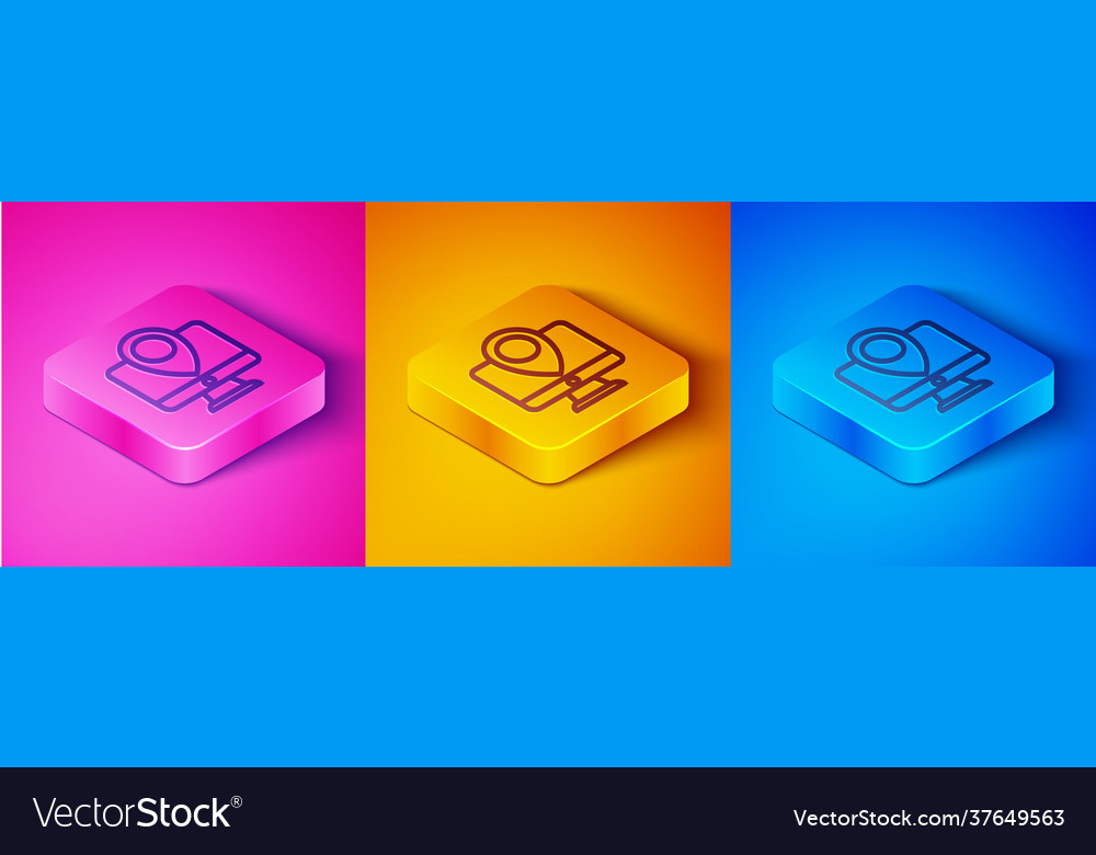Isometric line computer monitor and folded map