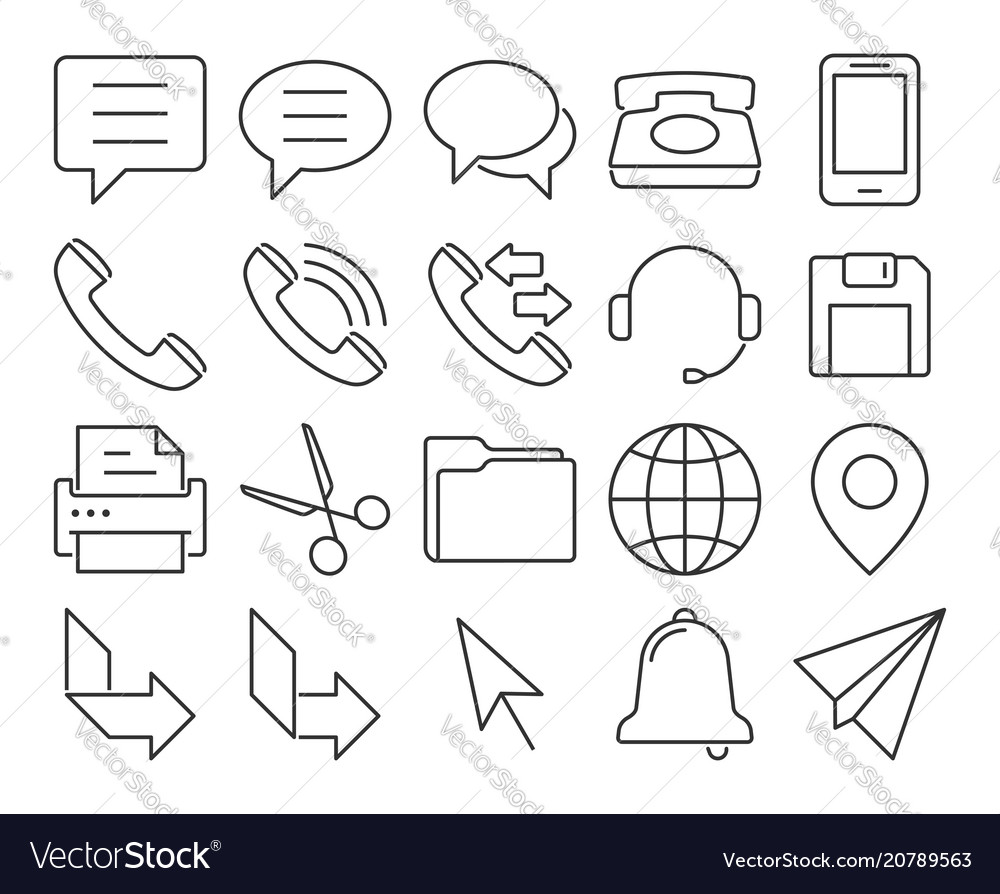 Modern line style icons user interface set 3 vector image Modern line style icons user interface set 3