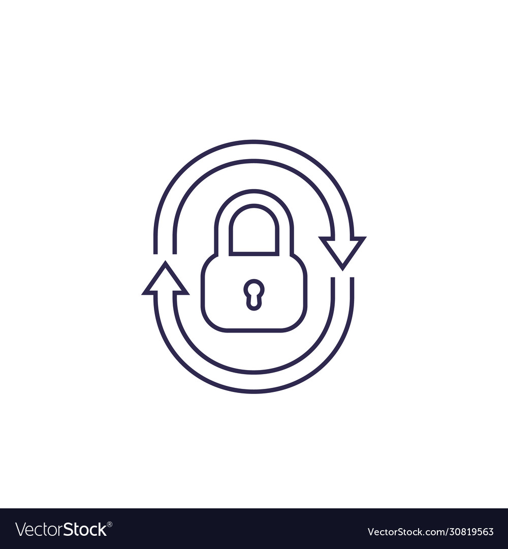 Security icon with lock and arrows linear
