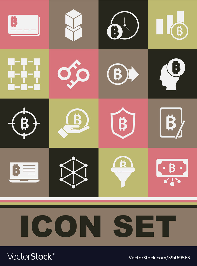 Set bitcoin with circuit mining from vector image Set bitcoin with circuit mining from