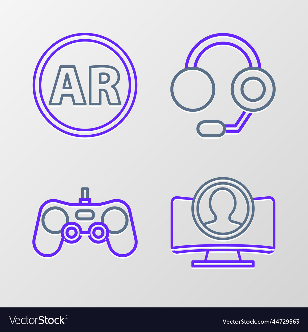 Set line create account screen gamepad vector image Set line create account screen gamepad