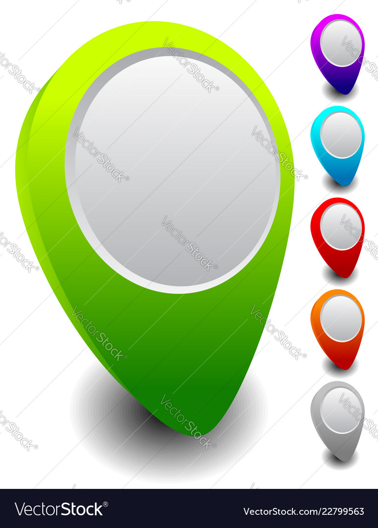 Set of colorful map markers pins with empty vector image Set of colorful map markers pins with empty