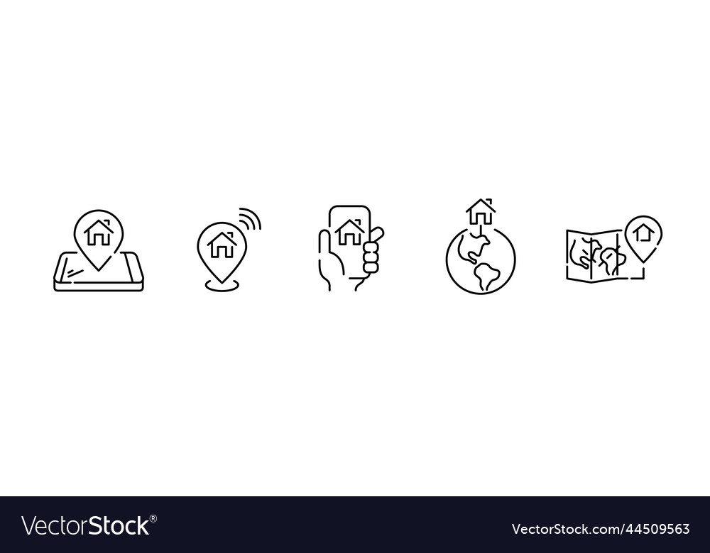 Set of home location icons pointer on smart phone vector image Set of home location icons pointer on smart phone