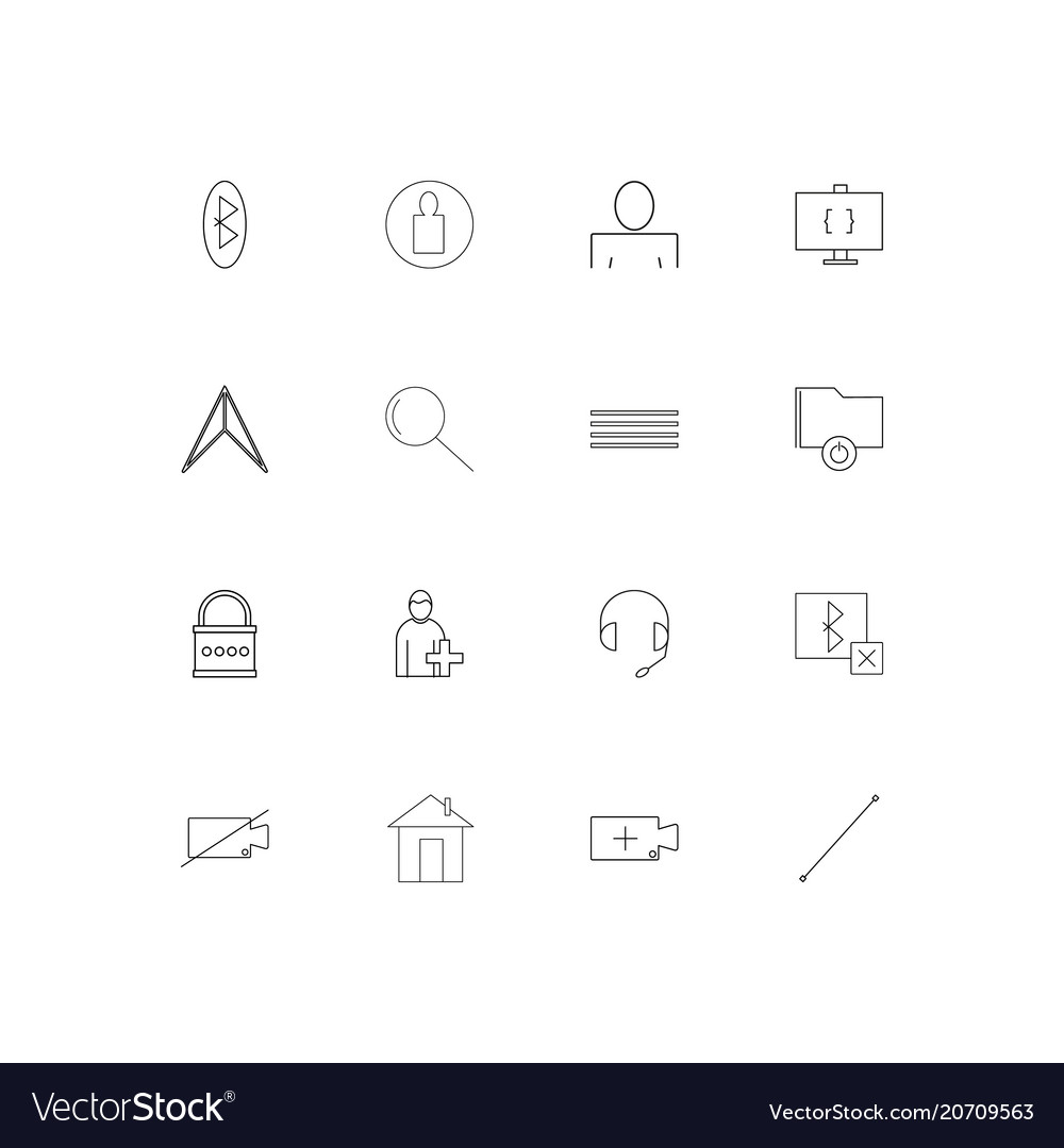 User interface simple linear icons set outlined