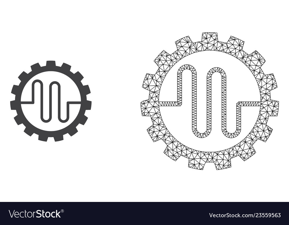 Wire frame mesh pipe service cog and flat vector image Wire frame mesh pipe service cog and flat