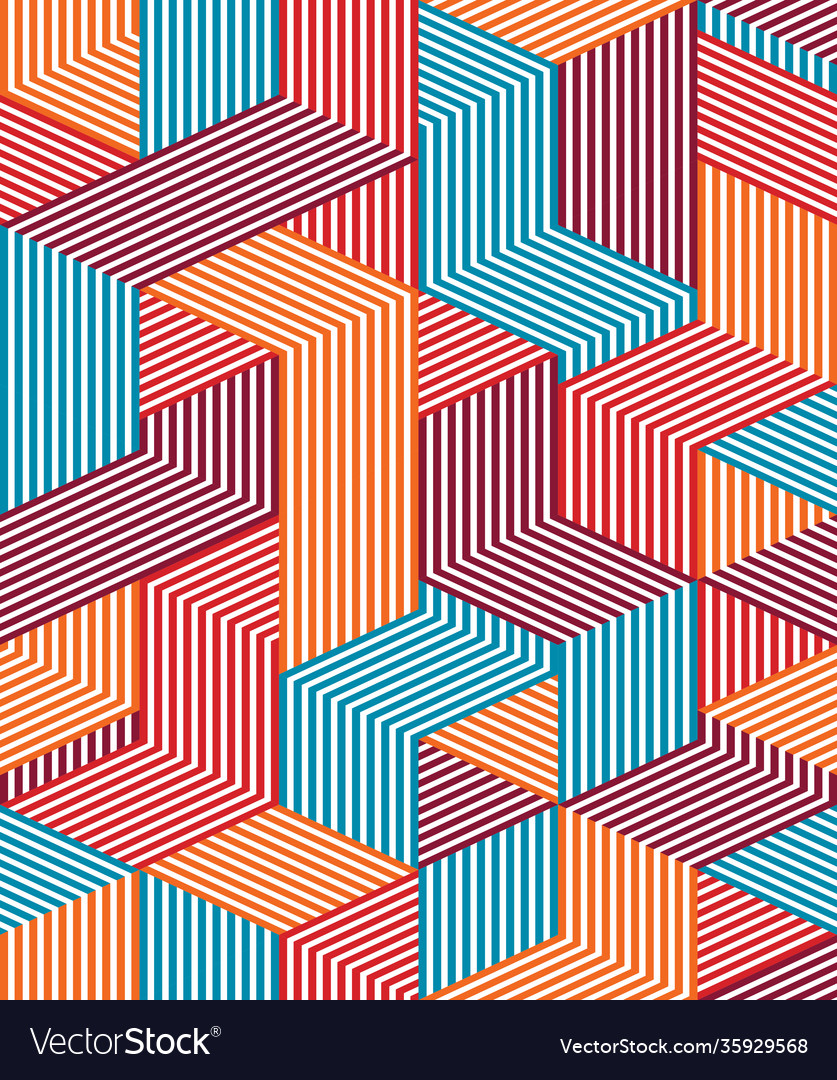 3d dimensional lined cubes seamless pattern