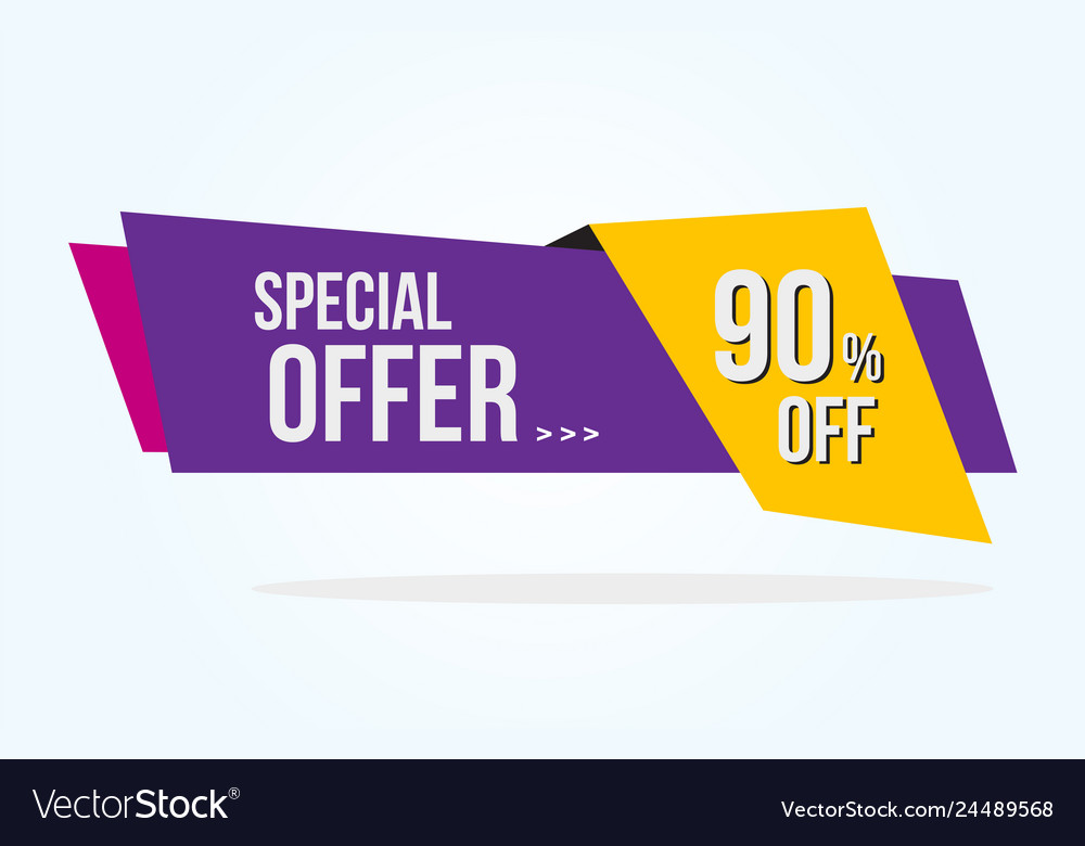 90 discount tag with special offer ribbon sale