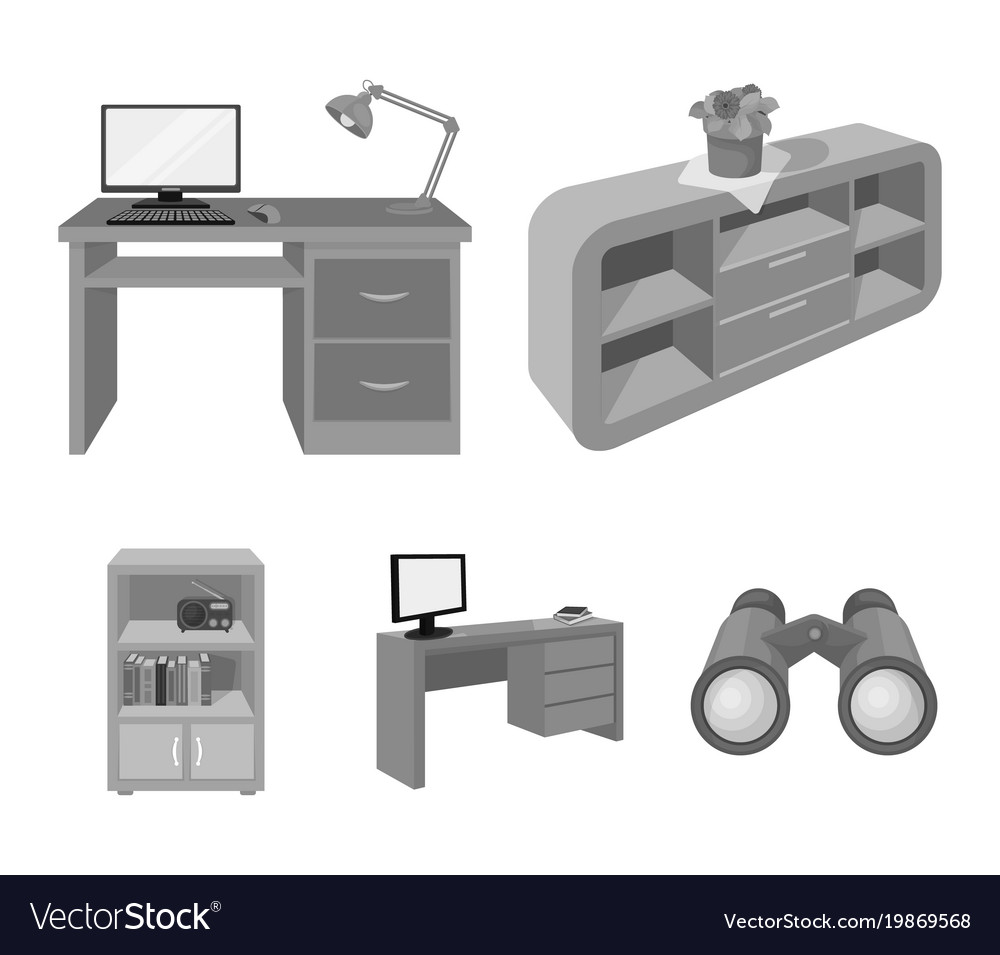 A shelf with flower desk computer