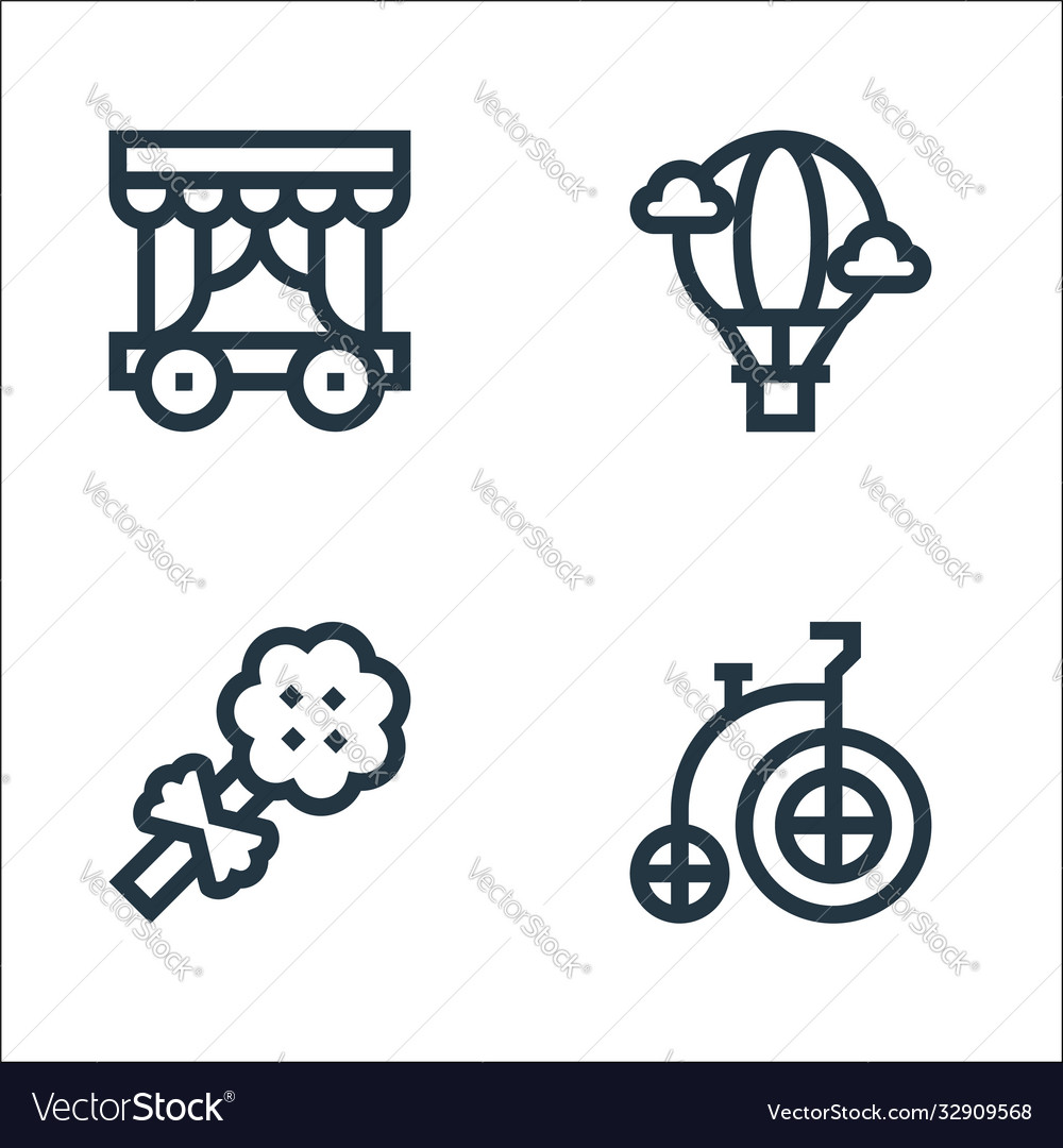 Amusement park line icons linear set quality