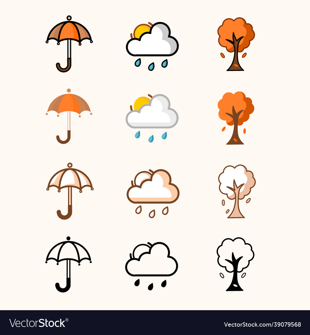Autumn icon set with different style Vector Image Autumn icon set with different style