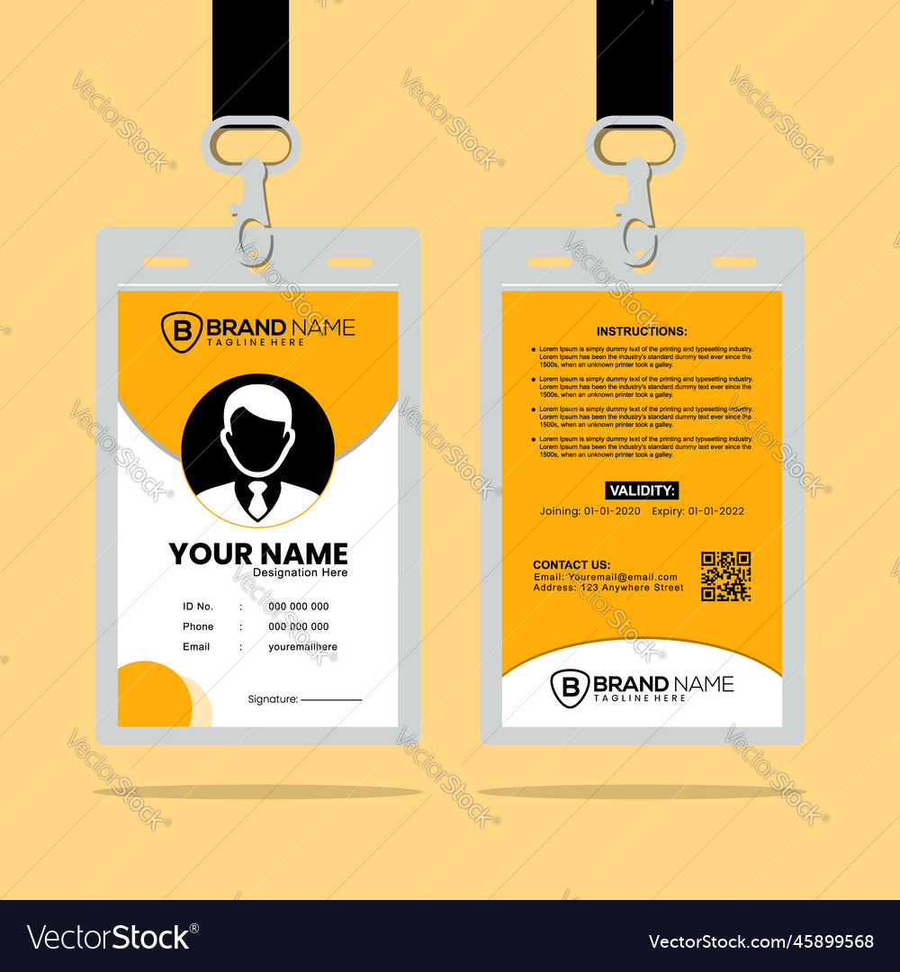 Clean and simple id card design template vector image Clean and simple id card design template